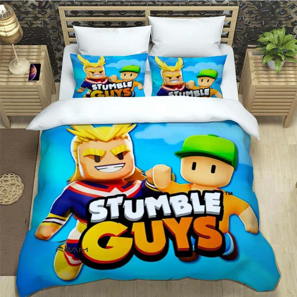 3D Hra Kreslený Stumble-guys Ložní soupravy Vynikající sada ložního prádla Povlak na přikrývku Sada přikrývky Luxusní narozeninový dárek Domácí textil