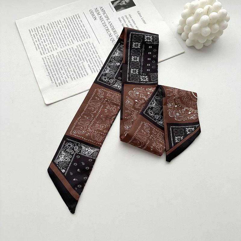 Women Twill Decorative Ribbon Small Scarf for Binding Bag Handle Ribbon Hair Band Small Scarf Headband Skinny Bag Scarves