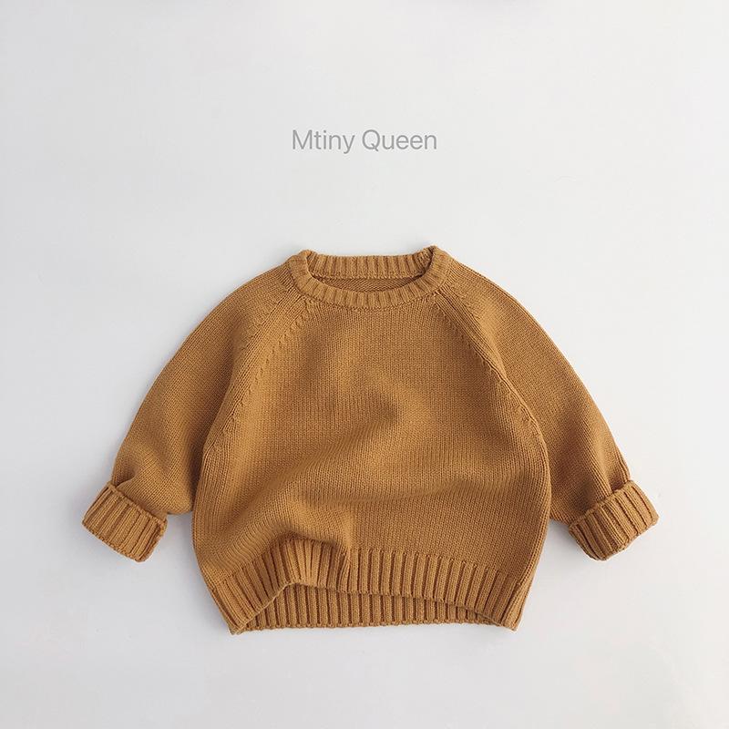 Kids' Spring & Autumn Retro Knit Sweater — Korean Style Raglan Sleeve Pullover for Boys & Girls, 100% Cotton.