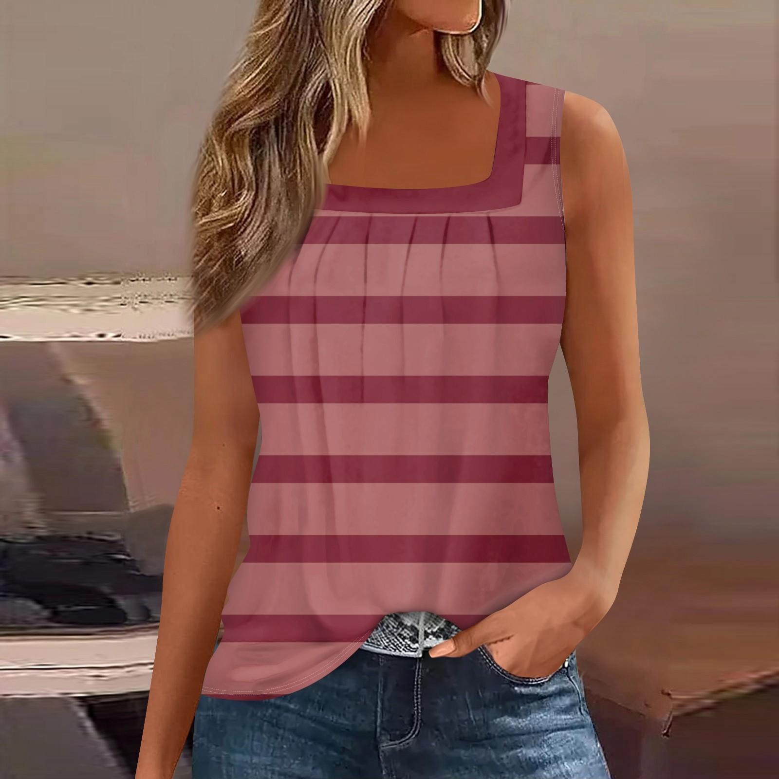 

Майка с квадратным воротником, женская футболка с принтом, повседневная свободная рубашка без рукавов XL винный