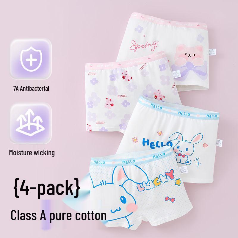 Girls' Pure Cotton Antibacterial Boxer Shorts - Comfortable Toddler & Little Girl Underwear