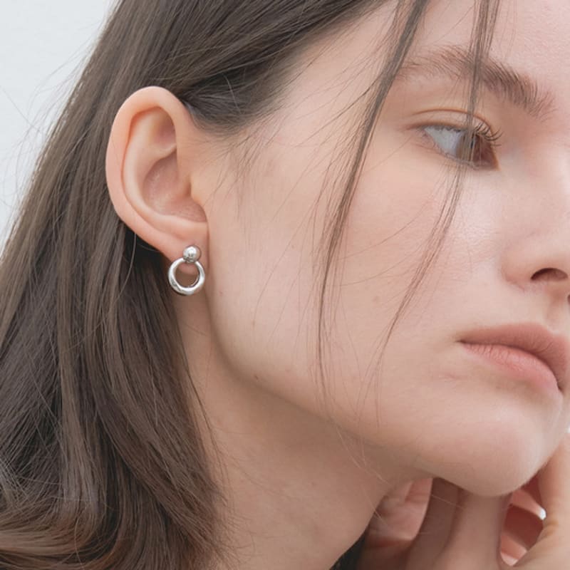 Halden Hanging Ring Earrings (E024_silver)