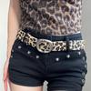 Y2K Punk Leopard Print Leather Belt - Women's Retro Design, Trendy American Hot Girl Style, Versatile Cool Accessory