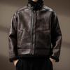 Men's Winter Retro Leather & Fur Lapel Jacket - Heavyweight Plus Velvet Warm PU Outerwear