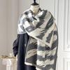Black and White Striped Shawl, Double-sided Imitation Cashmere Scarf, Elegant Temperament Cloak, Thickened Thermal Air-conditioned Room Blanket