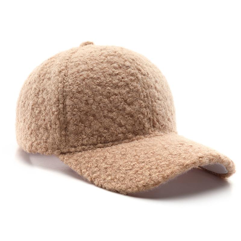 Hat autumn and winter solid color light board plush baseball cap outdoor travel sun protection sunshade warm cap