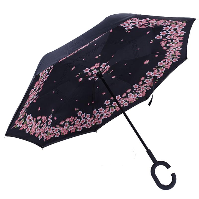 

Зонт двухслойный с С-образной ручкой, складной, перевернутый, ветрозащитный 19