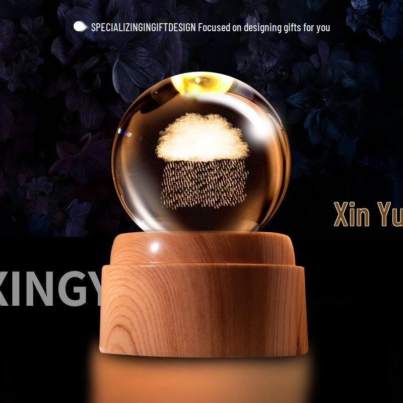 Creative Rotating Crystal Ball Night Light: Decorative Craft for Bedroom Atmosphere and Festive Gift.