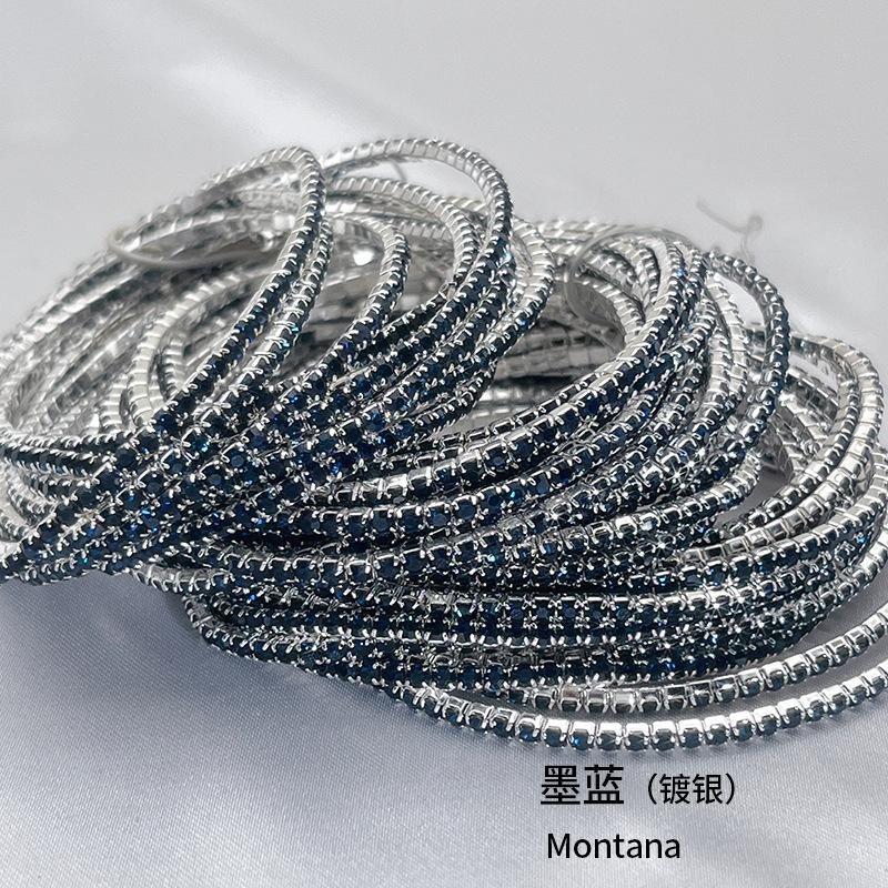 1Pcs Single Row Cubic Zirconia Tennis Bracelet Silver Color Elastic Bangle for Women Multi Layered Wearing Streetwear Jewelry