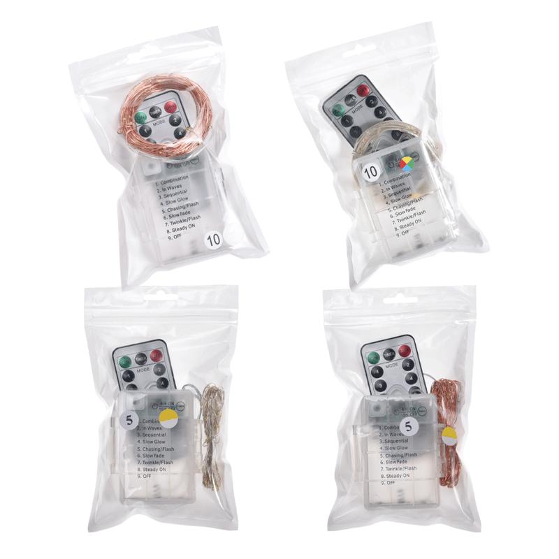 LED-Lichterkette mit Fernbedienung und 8 Funktionen, Kupferdraht, Batteriebetrieben für Camping & Weihnachtsdekorationen.