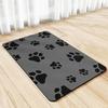 Quick-Dry Diatomite Pet Feeding Mat with Cute Paw Print Design, Non-Slip Waterproof Dog and Cat Food Mat for Home Use, Black with White "Pet Home"