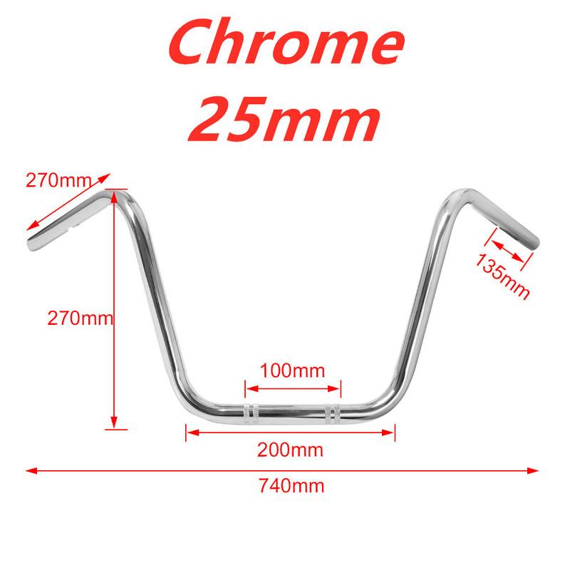 22mm/25mm Motorcycle Handlebar for Harley Sportster XL883 XL1200 X48 Dyna Softail Road King Heritage, Aluminum Bent Bar
