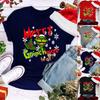 Women Christmas Grinch Short Sleeve T-shirt Tops With Trendy Crew Neck Design