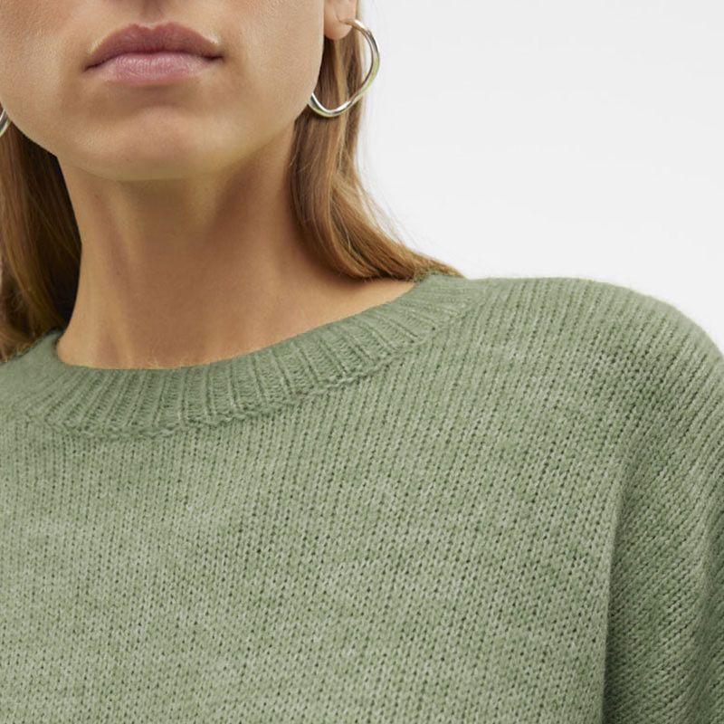 VERO MODA Women's Noelle Oversized Knit Sweater with Wide Heathered Sleeves