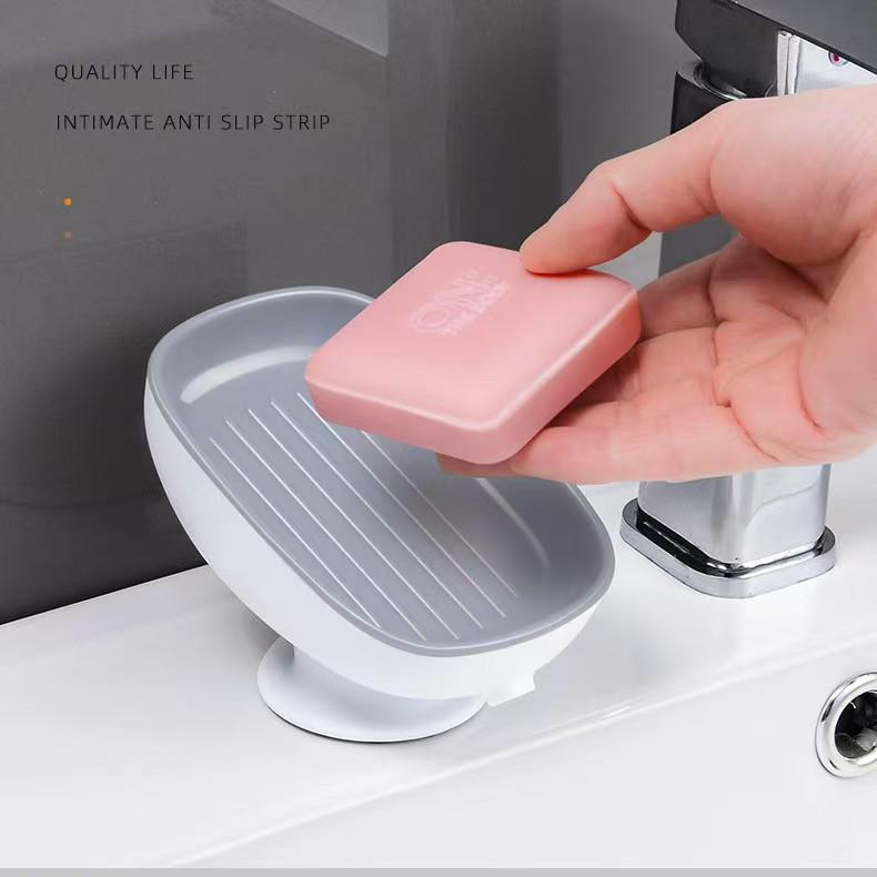 

Punch-Free Suction Cup Soap Dish - Luxury Bathroom Countertop Holder серый