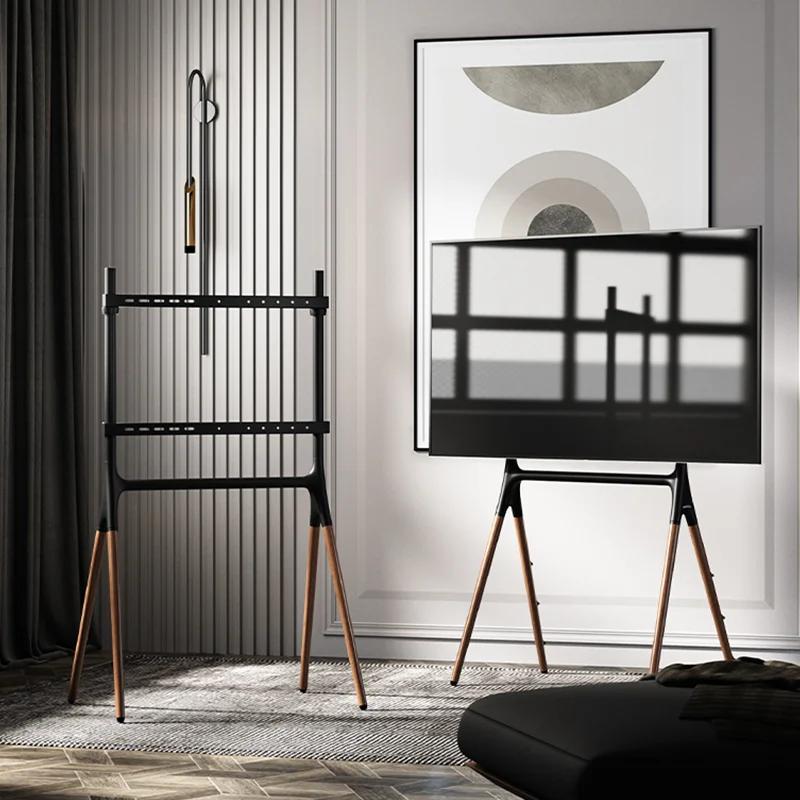 Luxury Floor TV Stand Wood Large Size Home TV Holder Metal Removable Living Room Decoration 42-75 Inches Magazine Rack Gift