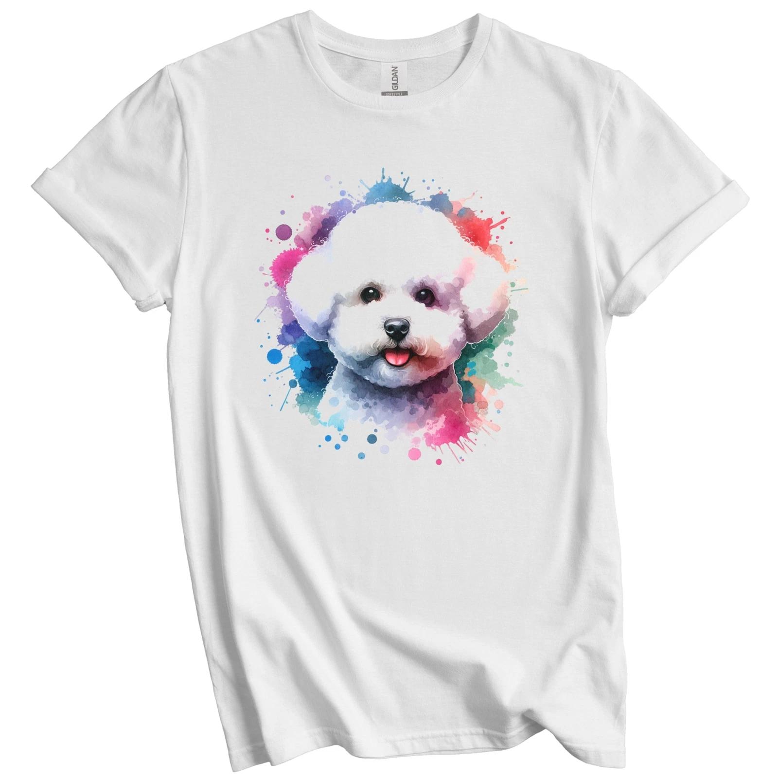 Bichon Frise Rainbow Watercolor Portrait Dog Lover T-Shirt - Bichon Frise Gift 2XL