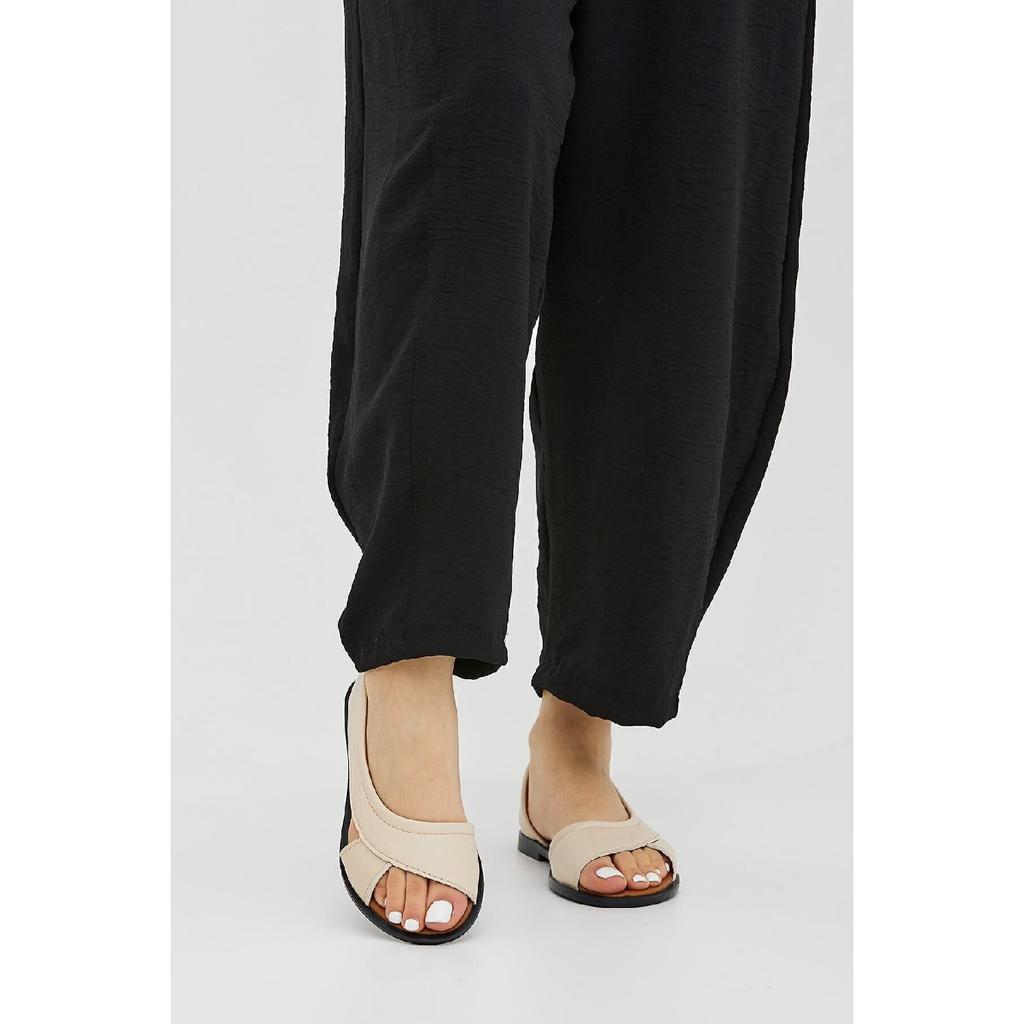 Black Open Front Women's Sandals Summer Shoes Ballerinas