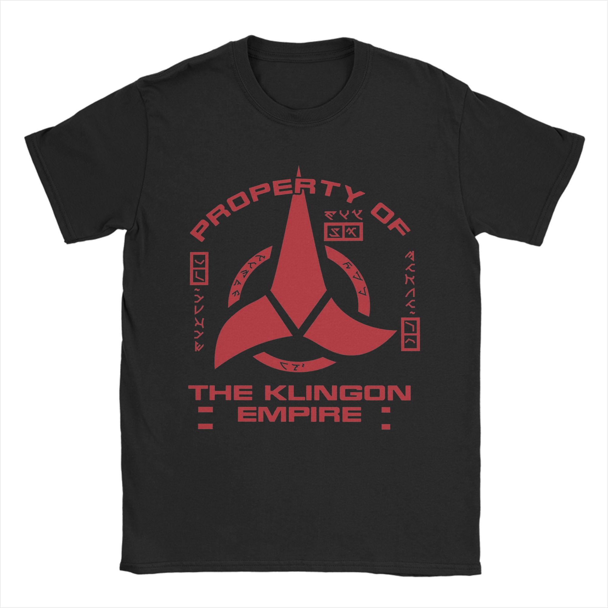 

Stars Treks Discoverys Property of Klingon Empire Red Logo TShirt Unisex Fun Pure Cotton Tees Short Sleeve T Shirts 2026 Summer S