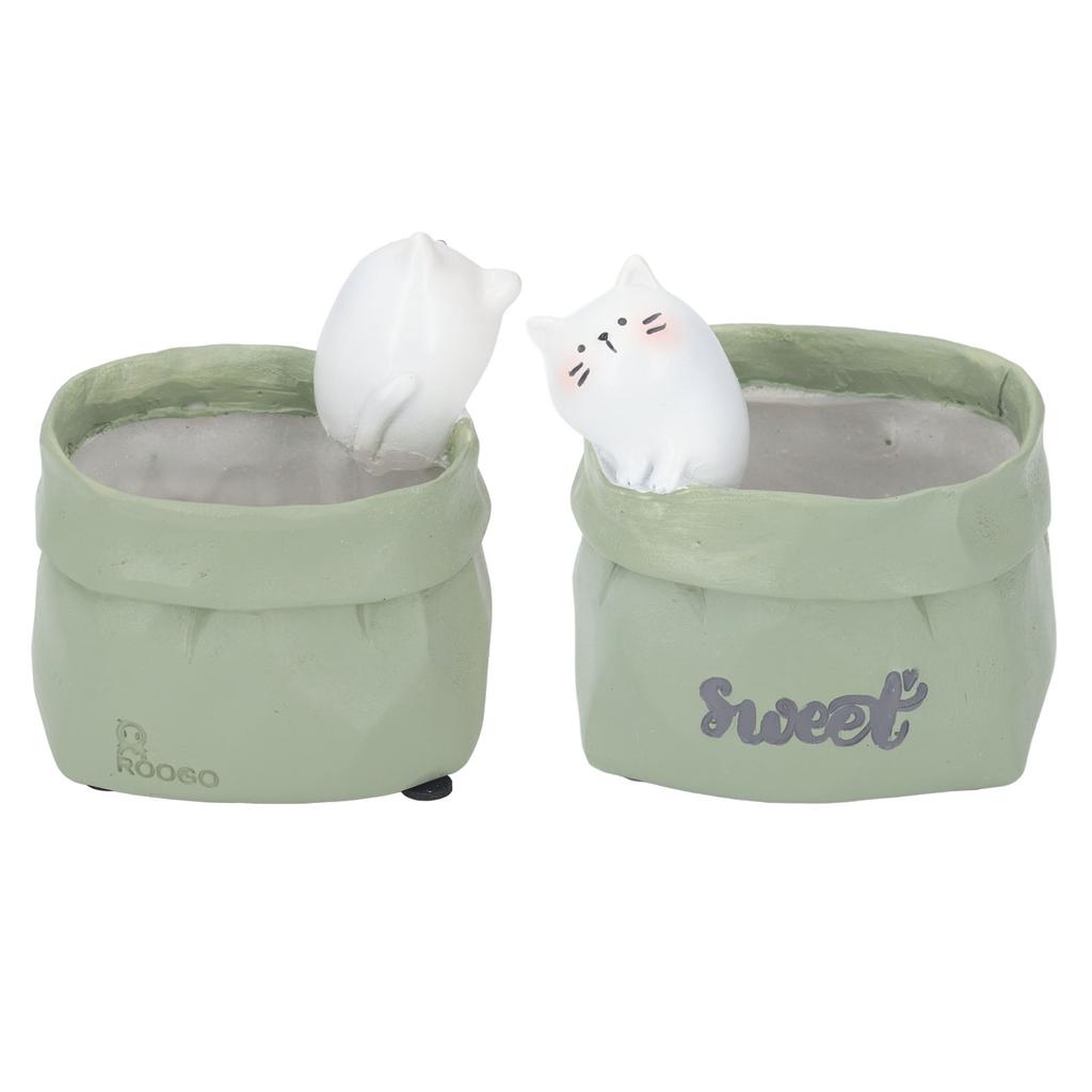 Pen Pencil Holder Desktop Ornament Resin Cute Animal In Grocery Bag Small Succulent Planter for