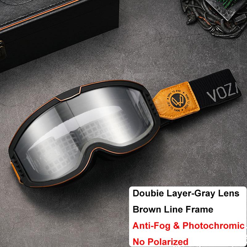 Motorcycle Goggles Photochromic 3 IN 1 Retro Cycling Sunglasses Anti-Fog Windproof Polarized Motocross Riding Glasses