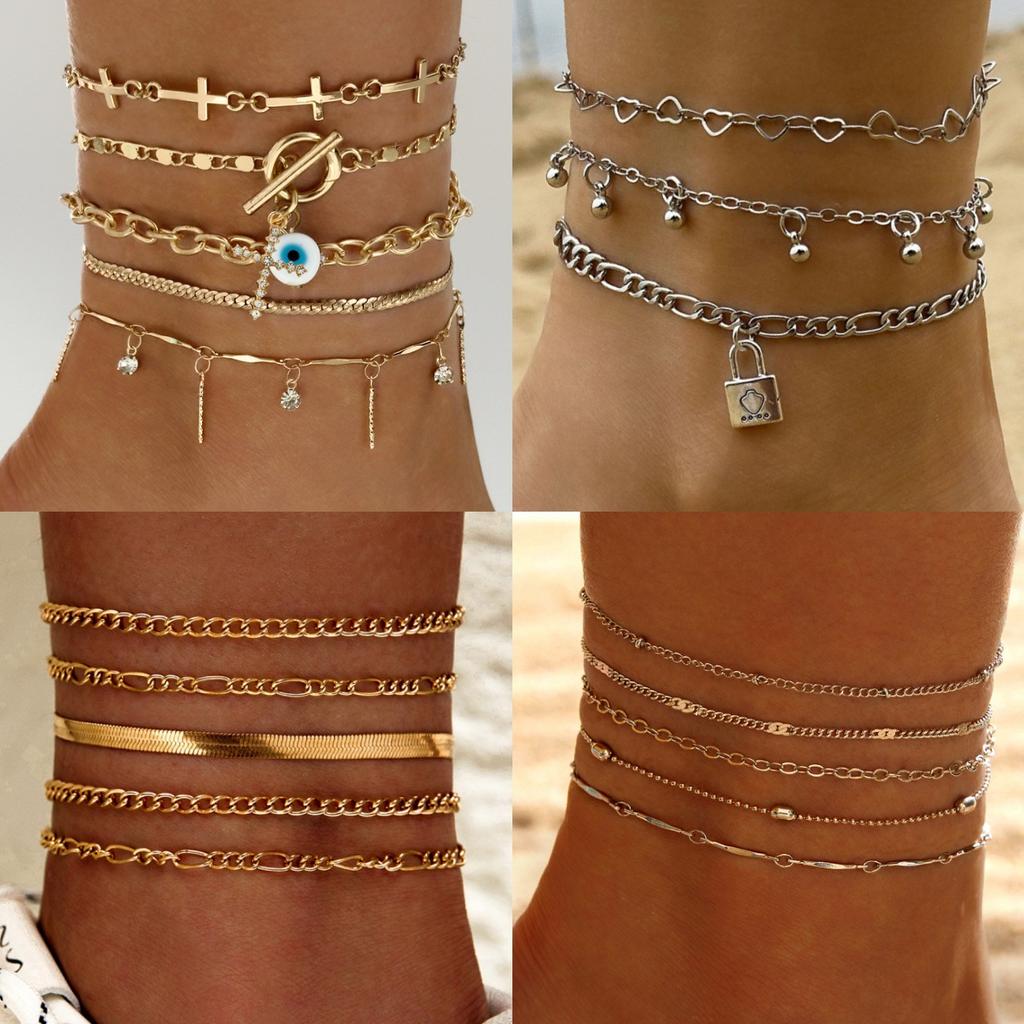 Jewelry Cross Simple Chain Foot Decoration, Eye Pendant Multi-layer Stacked Anklet Wholesale