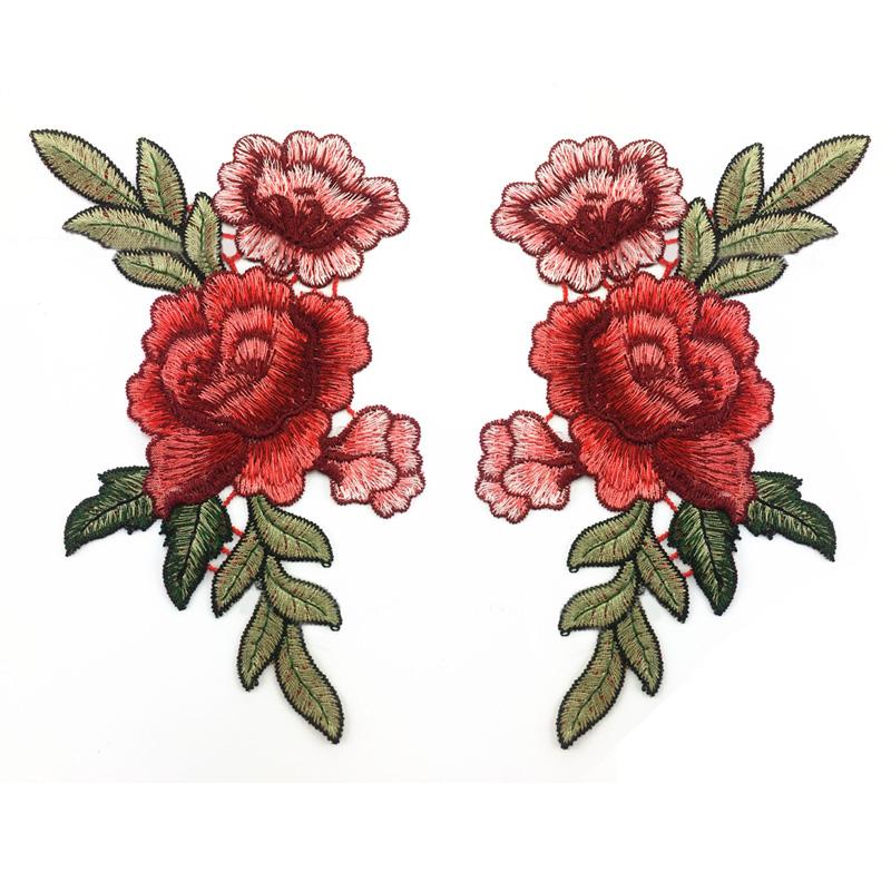 2Pcs Dress Embroidered Fashion Lingerie Breast Flower Sewing DIY Polyester Fabric Sticker Embroidered Decals Flower Applique