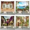 Retro European Style Tapestry Vintage Street Flowers Wall Tapestries Ocean Natural Landscape Home Dorm Garden Decor Wall Hanging