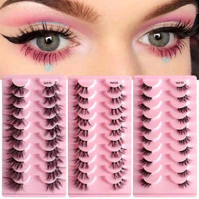 Europäisches und amerikanisches Nerzhaar, 10 Paar, halbe Augen, falsche Wimpern, gepfropfte Wimpern, lockige Wimpern