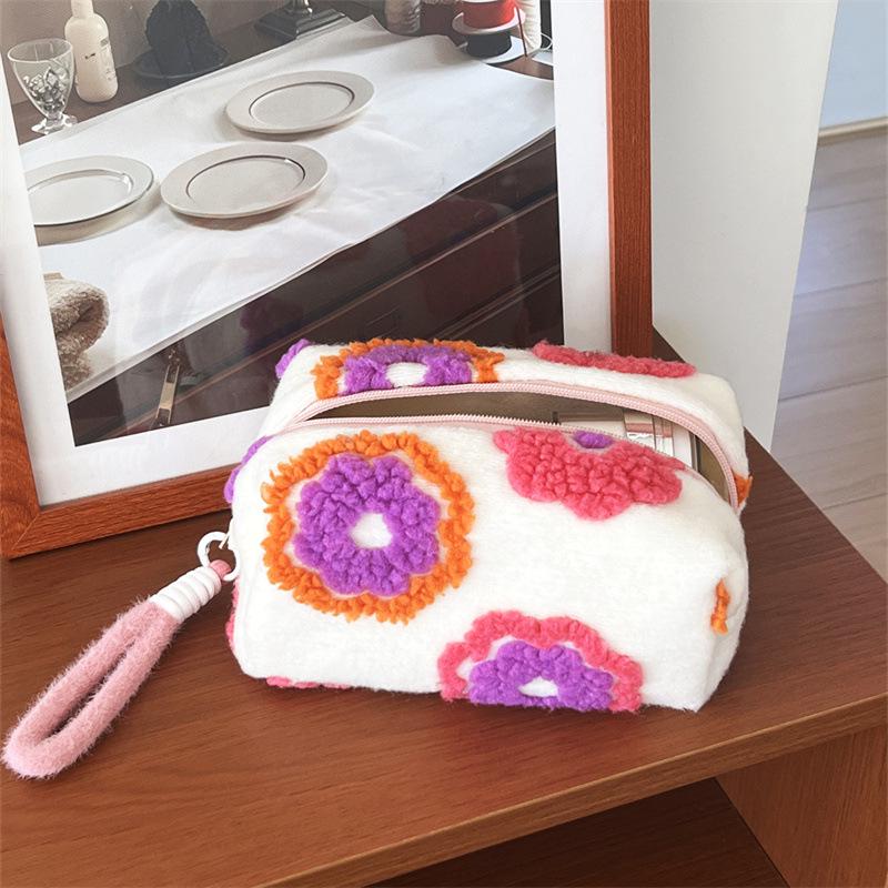 Sweet Girly Plush Large-Capacity Cosmetic and Toiletry Travel Bag