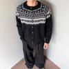Fair Isle Rundhalsad Cardigan Tröja Unisex Stickad Jacquard Kappa Höst Vinter Ny Ankomst Lös Raglan Långärmad Topp