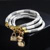 High-End Fashion Stripe Leather Bracelet with Gold-Plated Metal Accents