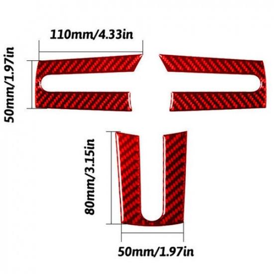 Red Carbon Fiber Interior Steering Wheel Cover Trim For Ford Mustang 2005-2009