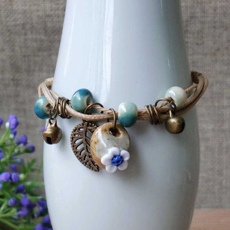 Broken Bridge Ceramic Floral Handmade Bracelet - Women's Fashion Jewelry
