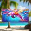 Quick Dry Microfiber Beach Towel Sand Free, Blue Turtle Sunset Print Large Bath Towel, Lightweight Absorbent Travel Swim Towels