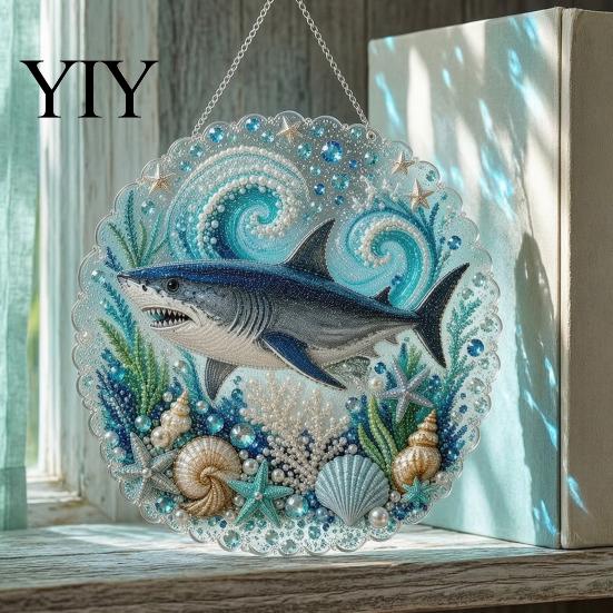 Stress Relief Creative Activity Coastal Faux Pearl Painting Kit, Ocean Theme Art DIY Sparkling Gemstone Crafting Sea Animal Ornament Craft Kit