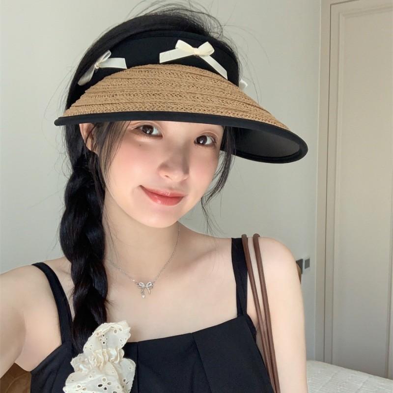 2024 New Women's Wide Brim Sun Hat With Bow Tie Stylish Outdoor Uv Protection