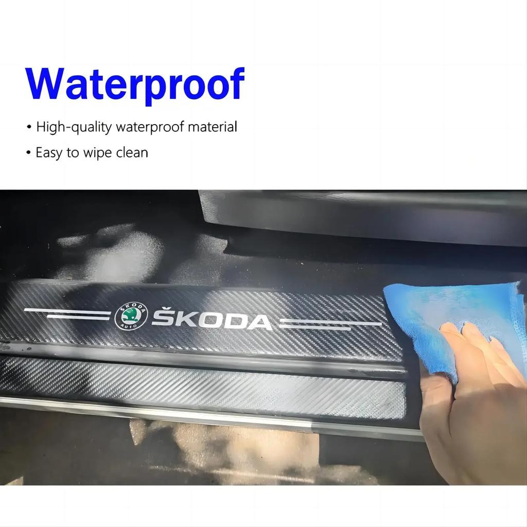 4Pc Car Threshold Protector Door Sill Cover Sticker For Skoda Superb Octavia MK2 MK3 2 3 A5 A7 Fabia VRS Karoq Kodiaq Rapid Yeti WD8