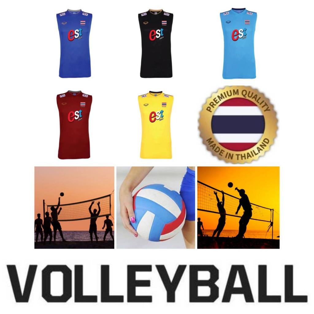 Tayland Milli Voleybol Takımı Atlet Antrenman JERSEY CHEER Fan Baskı Hızlı Kuruyan V Yaka Erkek Kadın Unisex Kolsuz Üniforma Bayrak Logo Spor