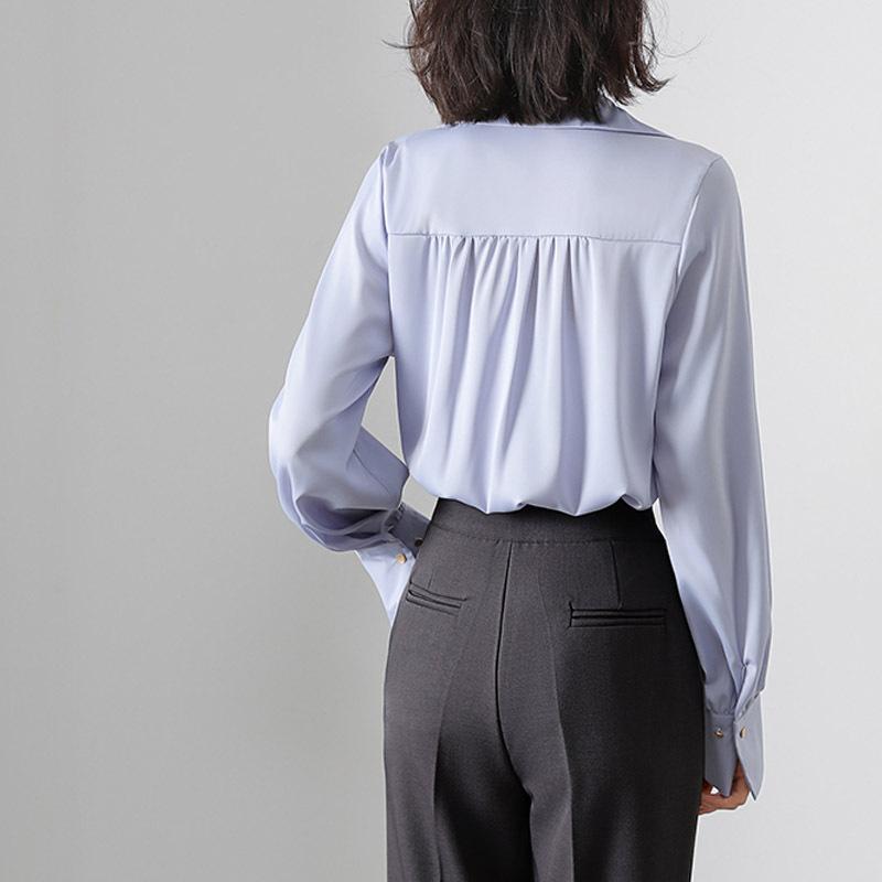 New Early Spring Elegant Temperament Suit Collar Loose Draped Professional Commuter Shirt Top for Women