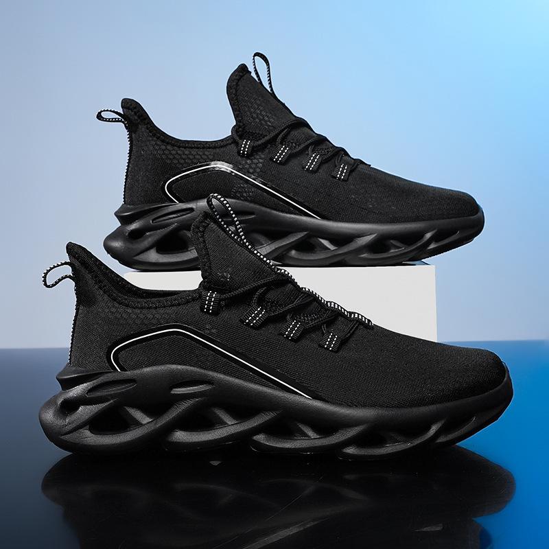 

Мужская обувь, летние дышащие кроссовки из сетки Ice Silk, мужские сверхлегкие кроссовки с перекрученной подошвой, белые туфли большого размера 48 чёрный