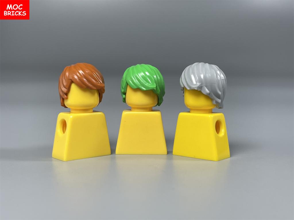 MOC Bricks 4cm Figure Body Wear Male Boy Fire Brown Hairs Assembled Building Blocks Educatinal Plastic Toys