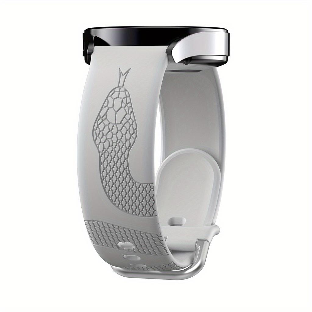 18/20/22mm Carved Snake Print Silicone Strap for Galaxy Vivoactive 5/3/Venu/Sq 2 & GT3/GT2, Durable Stylish Replacement Band