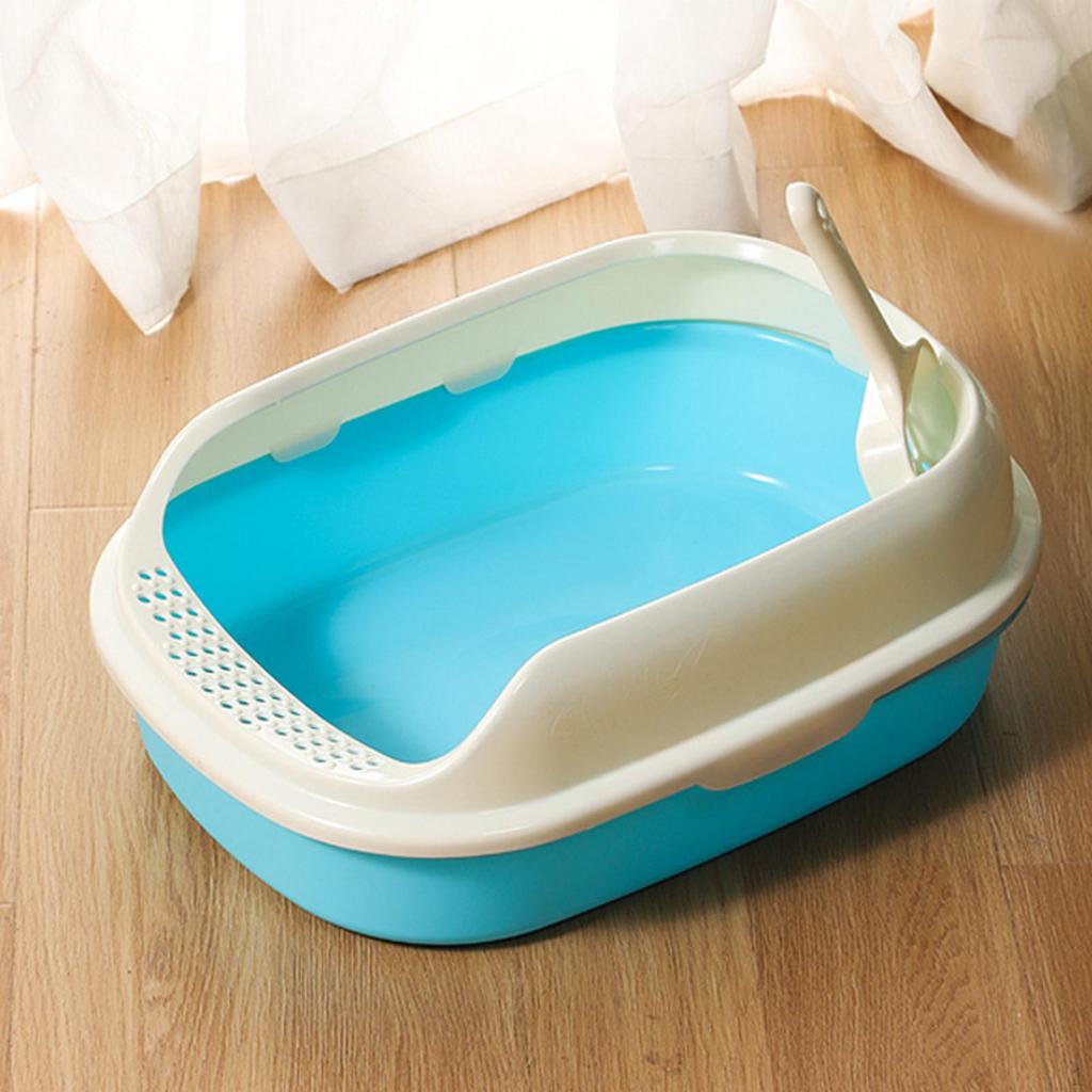 Cat Anti Splashing Kitten Potty Toilet Semi Enclosed High Sided Sandbox Bedpan for Indoor Cats,