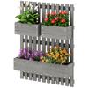 Wall-mounted Wooden Garden Planters with Trellis, Drainage Holes and 3 Planter Boxes for Patio, Grey