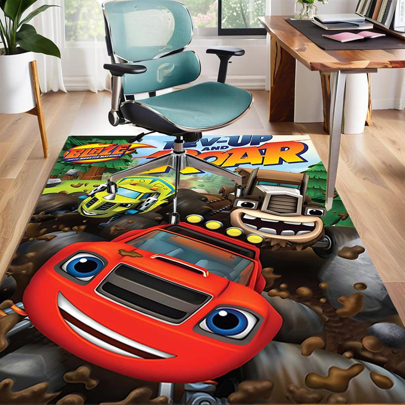 1pc Blaze and the Monster Machines (3) Design Area Rug - Non-Slip, Soft & Cozy Floor Mat for Living Room, Bedroom, Office - Indoor/Outdoor Decorative