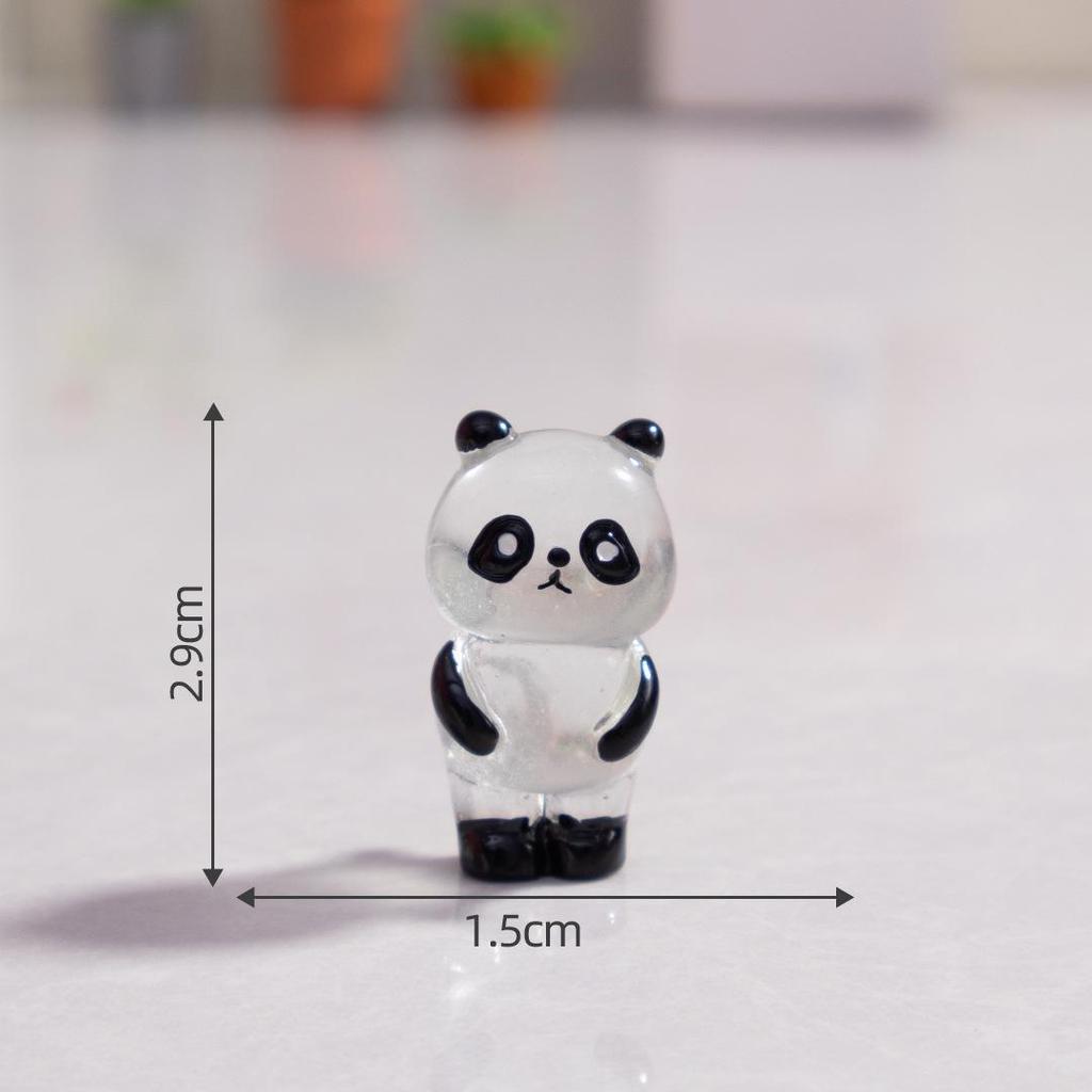 Luminous Panda Resin Ornament: Cute Micro Landscape Decor for Car Dashboard or Desktop