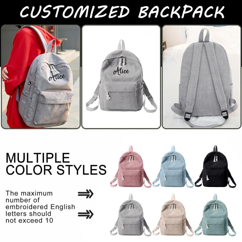 Personalized Preppy Backpack, Travel Backpack, Embroidered Name Tag, Unique Souvenir Gift