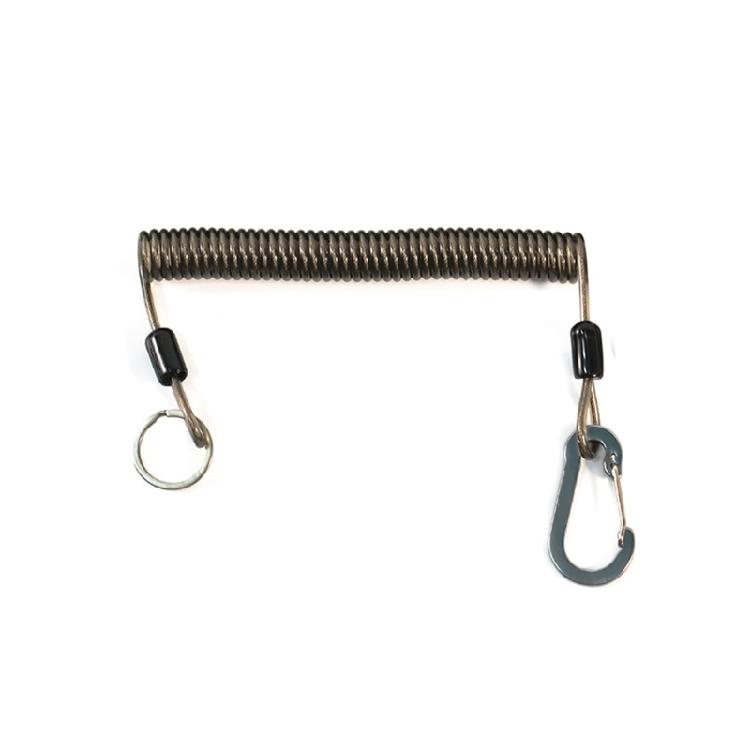 Spirals Antilost Fishing Lanyard Spring Coil with Carabiner Spring Coil Keychain 1.2 meters
