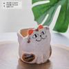 Fortune Cat Ceramic Succulent Flower Pot Home Balcony Desktop Decoration Animal Flower Pots with Leakage Holes Cactus Planter